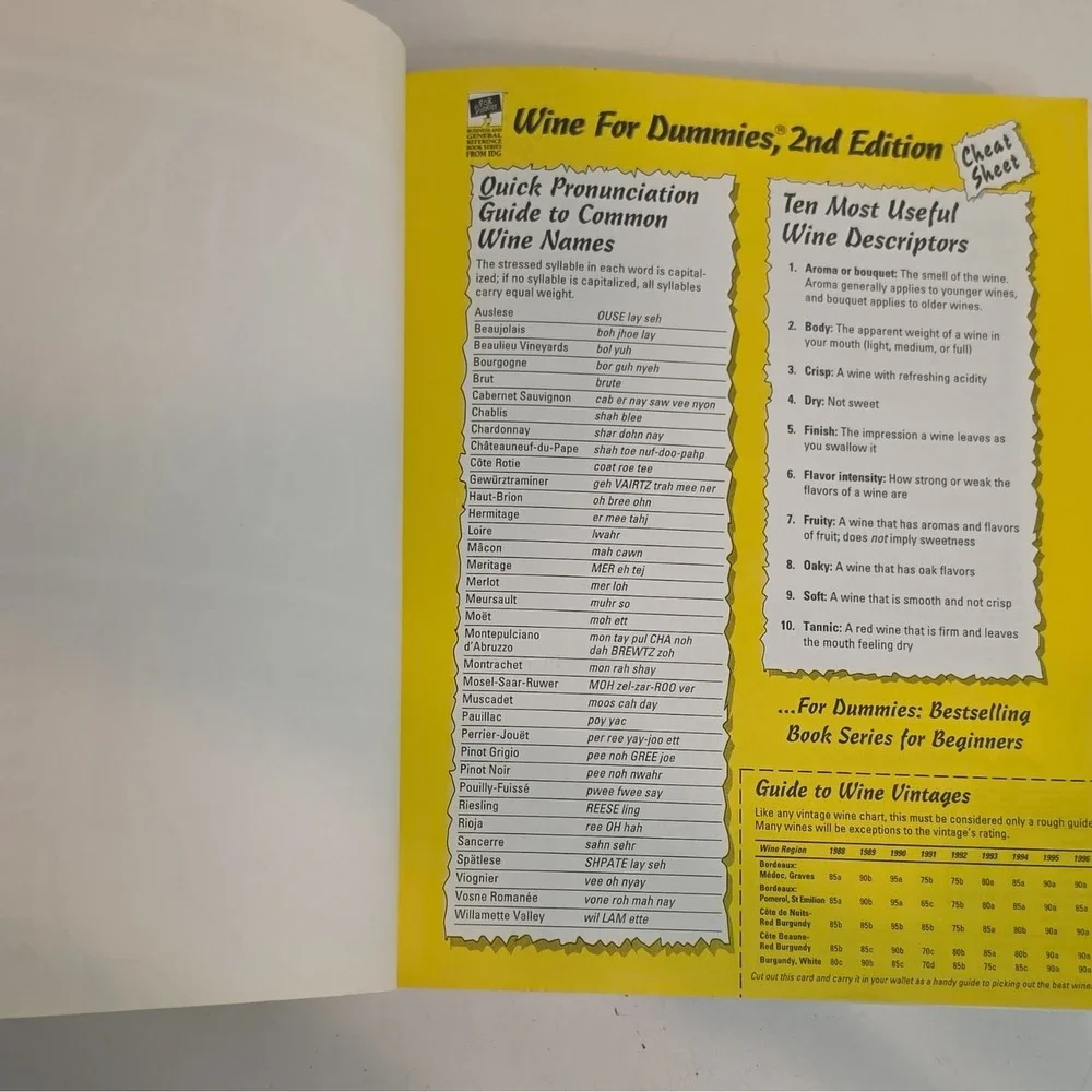 Wine for Dummies 2nd Edition by Ed McCarthy & Mary Ewing-Mulligan (1998 TP)
